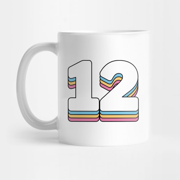 12 Number Twelve Rainbow Birthday Anniversary Year by RetroDesign